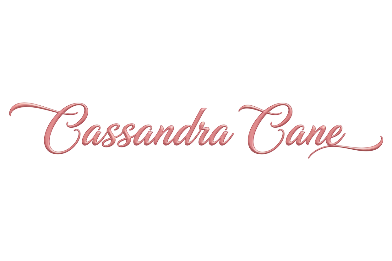 create the words "Cassandra Cane" in cursive and pink but make it classy and catchy